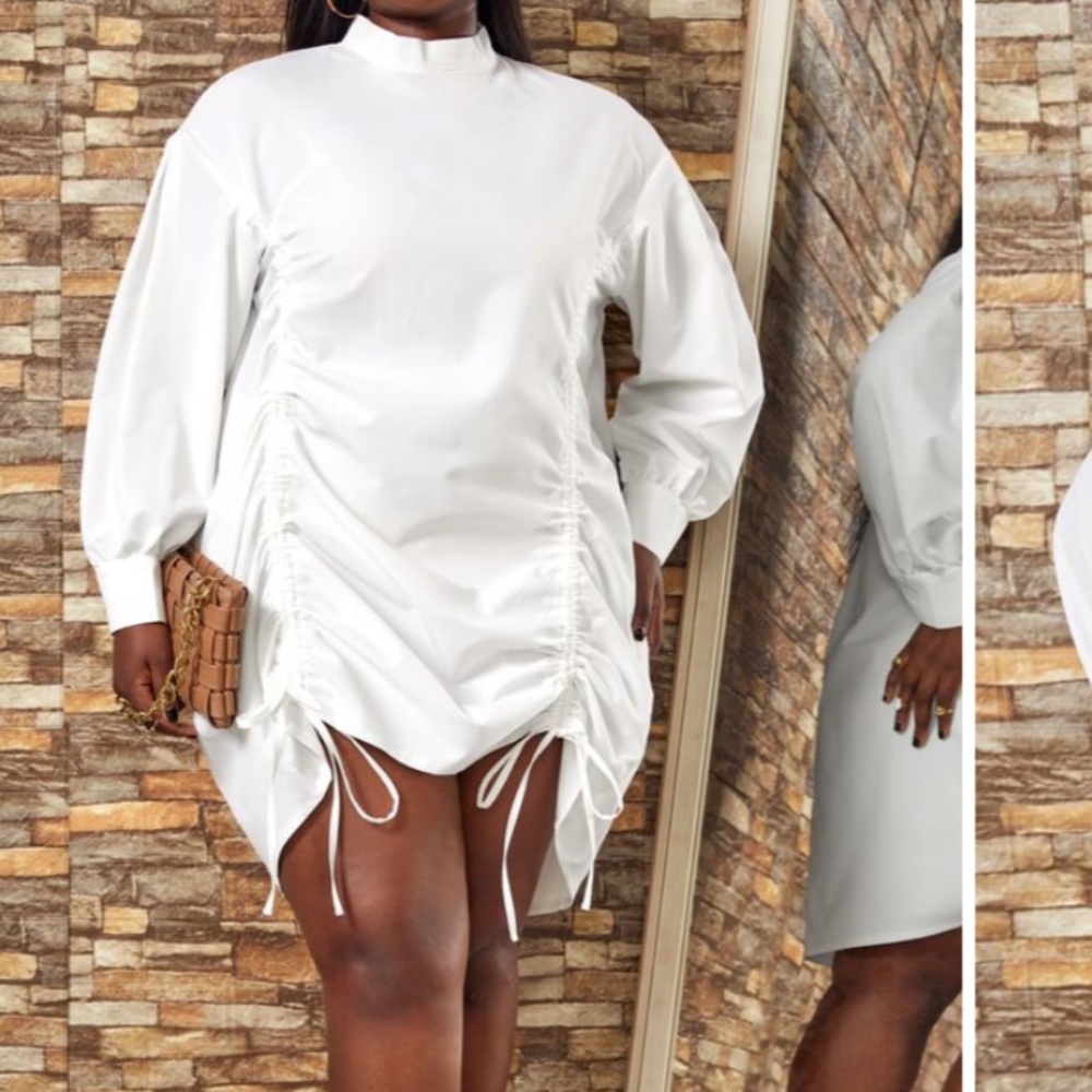 Drop shoulder drawstring dress
